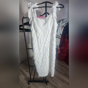 White lace tie strap dress